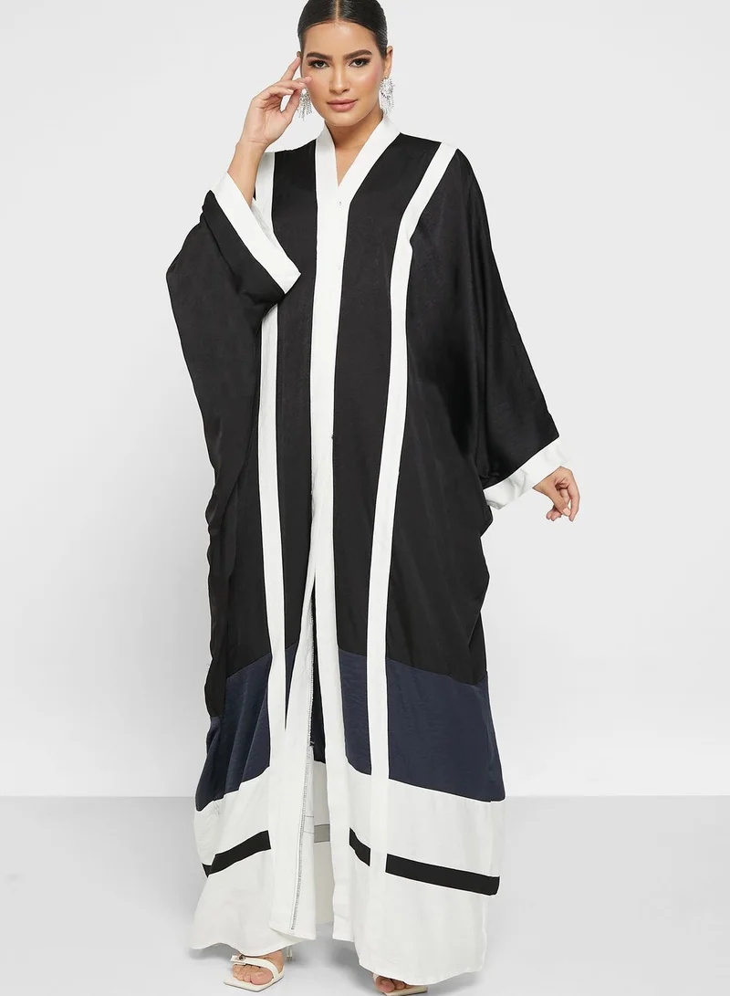 hayas closet Cape Sleeve Color Block Abaya