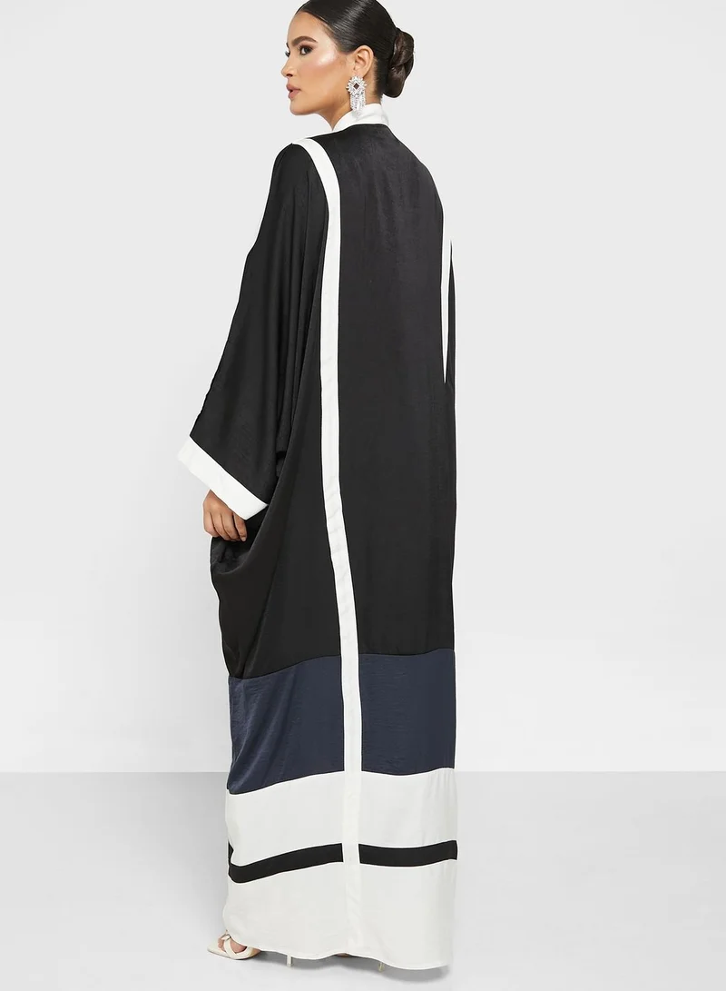 hayas closet Cape Sleeve Color Block Abaya