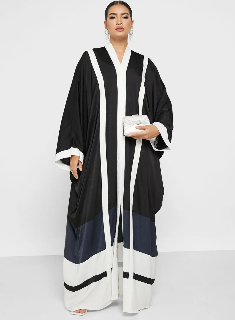 hayas closet Cape Sleeve Color Block Abaya