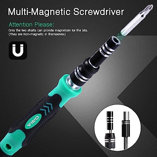 ORIA Small Screwdriver Set, 61 in 1 with 57 Bits Precision Screwdriver Set, Mini Repair Tool Kit with Extension Rod for Smartphone, Game Console, Tablet, PC, Green - Image 2