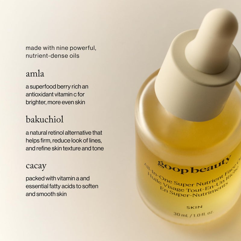 goop Beauty Nutrient Face Oil | Anti Aging Moisturizer for Smooth Skin Texture & Wrinkles | Bakuchiol, Cacay, & Organic Amla | 1 fl oz - Image 3