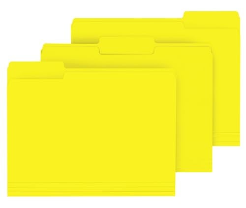 PANDRI File Folder, PANDRI 120 Pack File Folder, 1/3 Cut Tab, Letter Size, Filing Folder for Office School Business, Yellow - Image 1