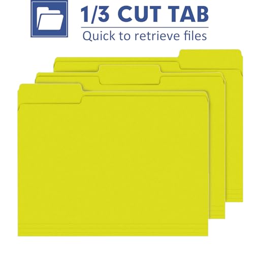 PANDRI File Folder, PANDRI 120 Pack File Folder, 1/3 Cut Tab, Letter Size, Filing Folder for Office School Business, Yellow - Image 3
