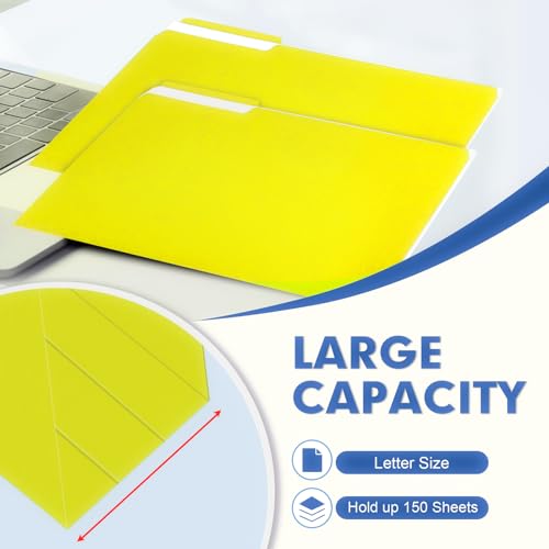 PANDRI File Folder, PANDRI 120 Pack File Folder, 1/3 Cut Tab, Letter Size, Filing Folder for Office School Business, Yellow - Image 4