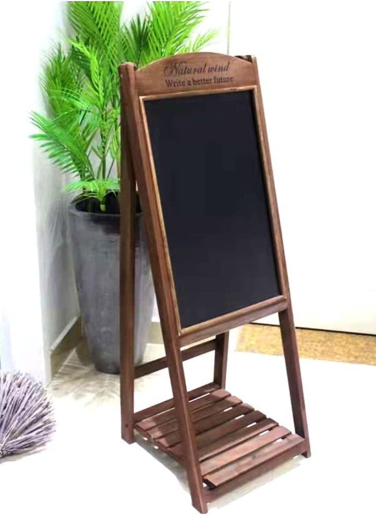 HOME TASTE TOMSUN Wooden Chalkboard Sign with Shelf Foldable Stand Wood Dry Erase A-Frame Design for Business, Restaurant or Wedding  - Image 1