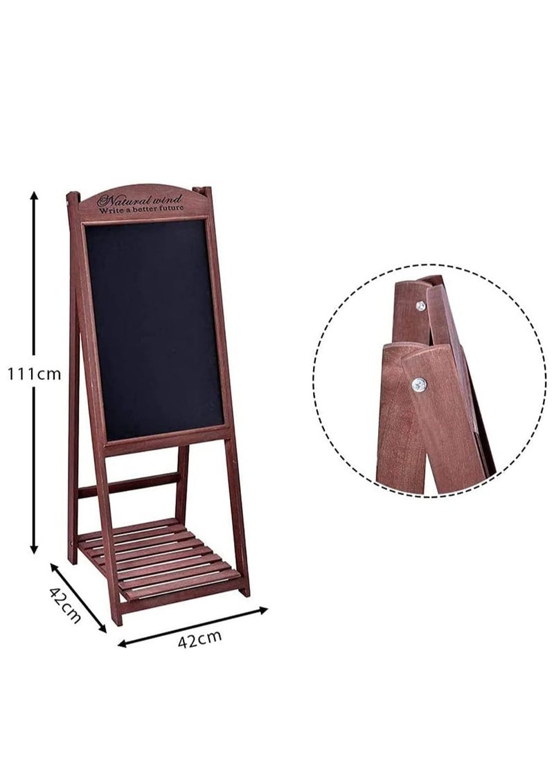 HOME TASTE TOMSUN Wooden Chalkboard Sign with Shelf Foldable Stand Wood Dry Erase A-Frame Design for Business, Restaurant or Wedding  - Image 2