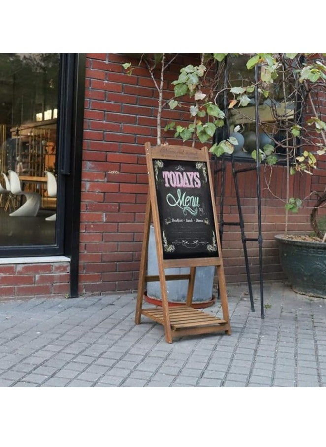 HOME TASTE TOMSUN Wooden Chalkboard Sign with Shelf Foldable Stand Wood Dry Erase A-Frame Design for Business, Restaurant or Wedding  - Image 3