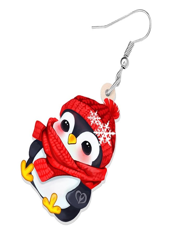 DALANE Acrylic Cute Christmas Hat Penguin Earrings Dangle Drop Anime Scarf Animals Jewelry Gifts for Women Party Favors Decor (Black) - Image 4