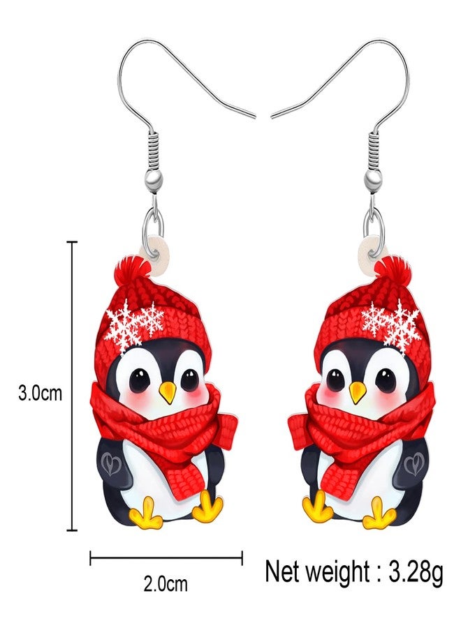 DALANE Acrylic Cute Christmas Hat Penguin Earrings Dangle Drop Anime Scarf Animals Jewelry Gifts for Women Party Favors Decor (Black) - Image 5