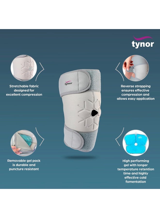 تاينور TYNOR Cool Pack - لفافة ركبة، رمادي، مقاس موحد، قطعة واحدة - Image 4