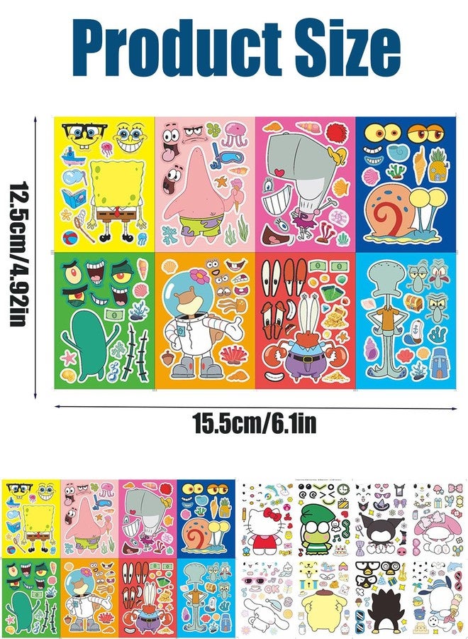 Vihaanta 16PCS Make a Face Stickers for Kids, Mix and Match Activity, Sheets of Cartoon Stickers, Creative Play for All Ages, Self-Adhesive Design, Easy to Use and Reusable - Image 2