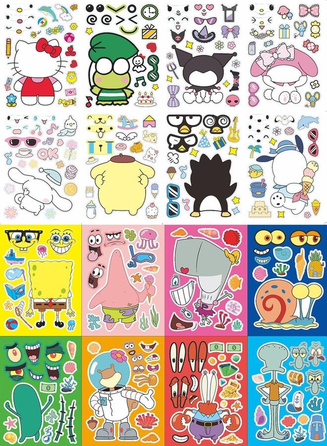 Vihaanta 16PCS Make a Face Stickers for Kids, Mix and Match Activity, Sheets of Cartoon Stickers, Creative Play for All Ages, Self-Adhesive Design, Easy to Use and Reusable - Image 1