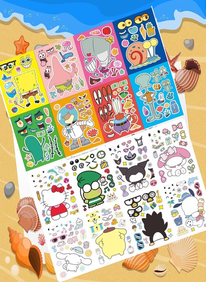 Vihaanta 16PCS Make a Face Stickers for Kids, Mix and Match Activity, Sheets of Cartoon Stickers, Creative Play for All Ages, Self-Adhesive Design, Easy to Use and Reusable - Image 3