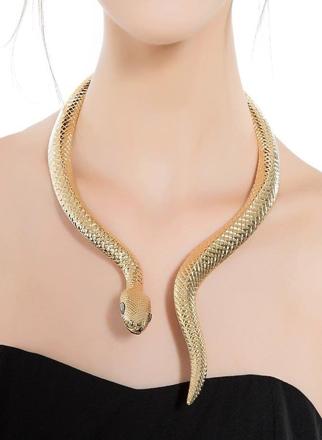 Jerollin Vintage Exaggerated Alloy Choker Gold Snake Adjustable Collar Collar Necklace - Image 2