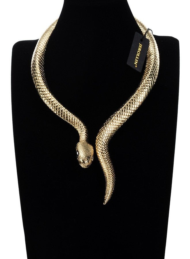 Jerollin Vintage Exaggerated Alloy Choker Gold Snake Adjustable Collar Collar Necklace - Image 3
