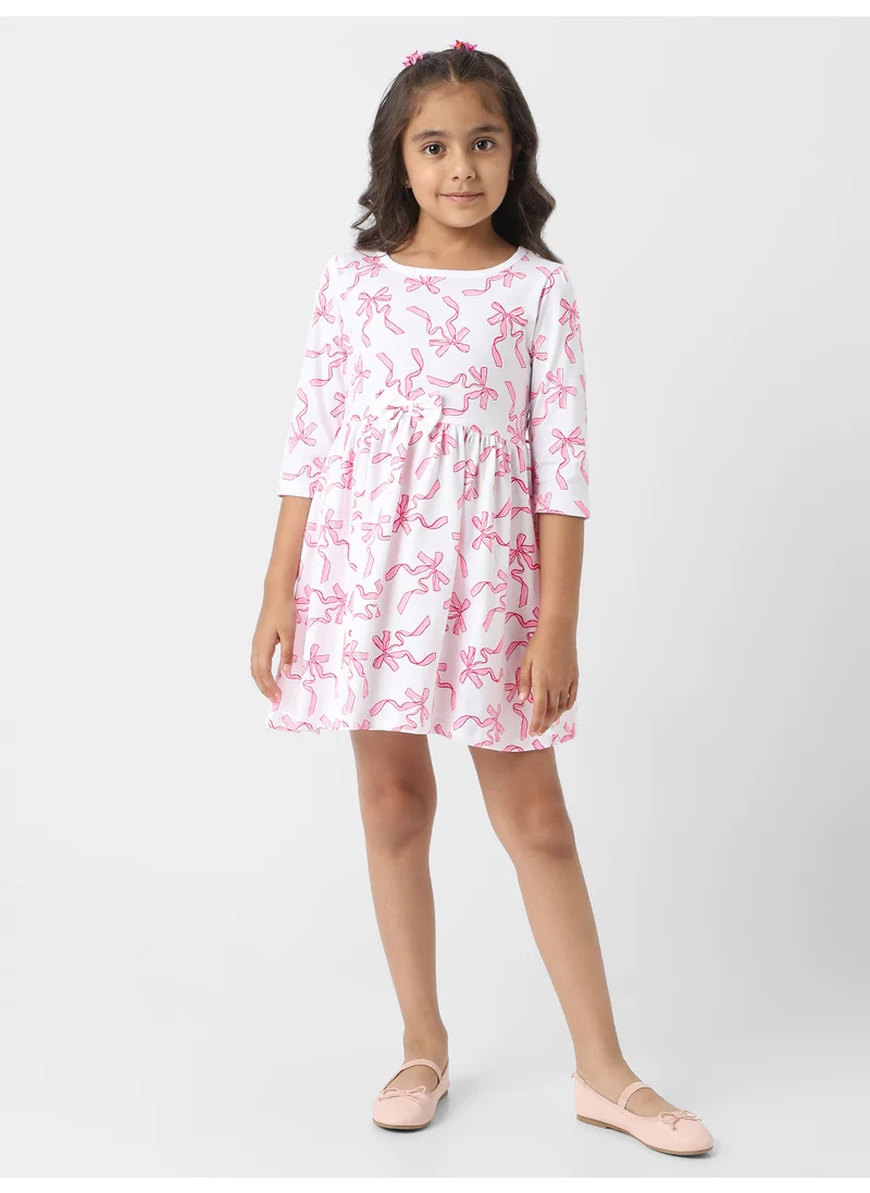 Nautinati Nautinati Girls’ Jersey Cotton Bow Print Frock