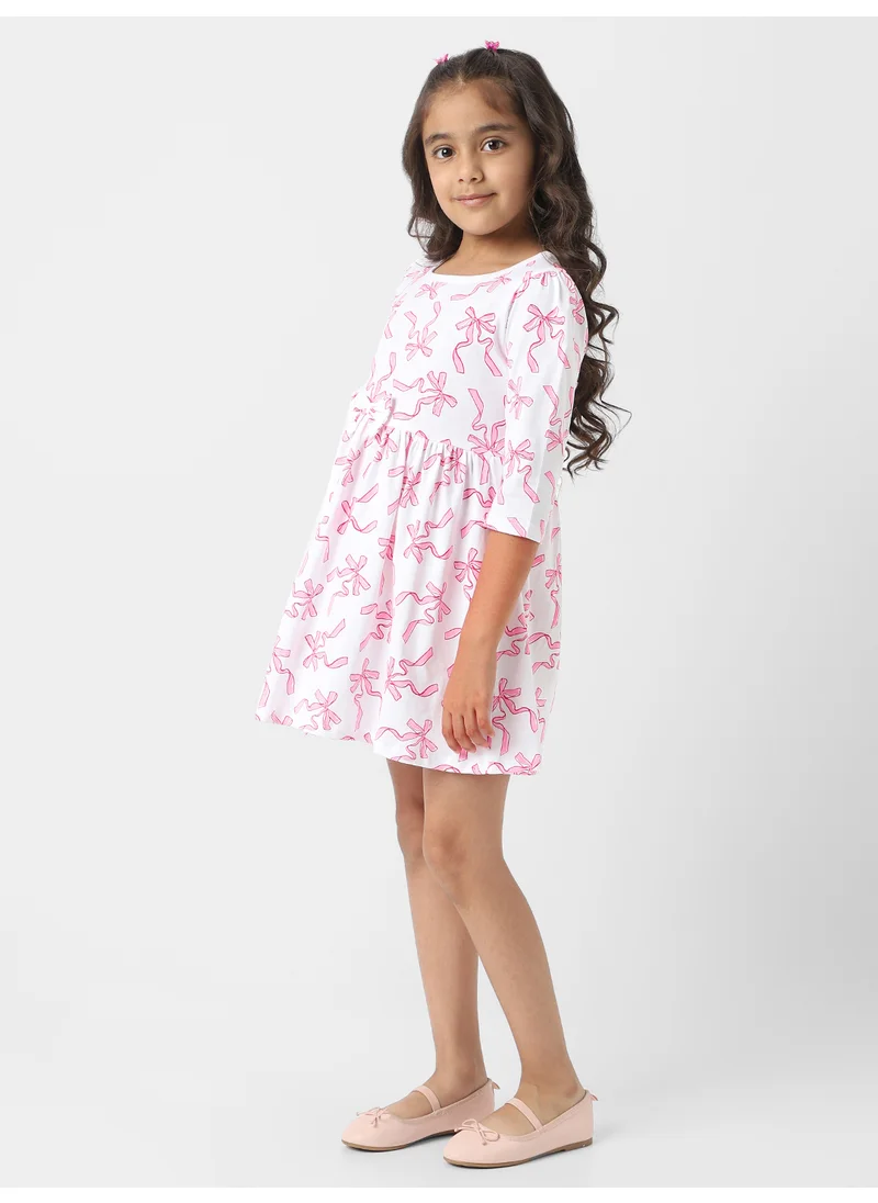 Nautinati Nautinati Girls’ Jersey Cotton Bow Print Frock
