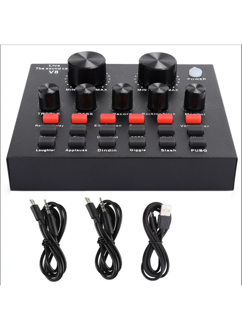 ميكسر صوتي لالتقاط والبث بالكاريوكي موديل V8 - كرت صوت خارجي يوزب للمقابلات الصوتية والتسجيل والكاريوكي المباشر - Image 2