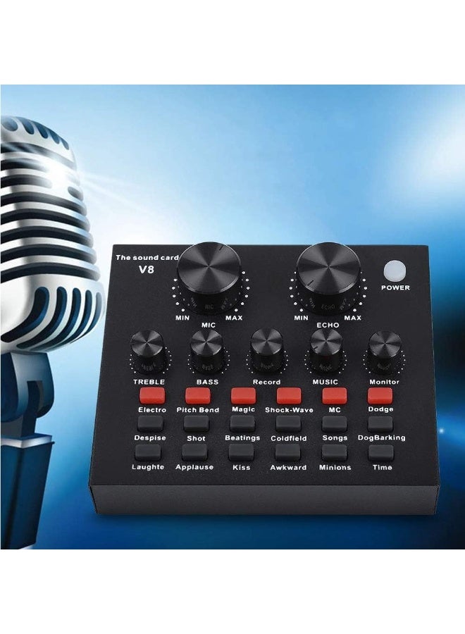 ميكسر صوتي لالتقاط والبث بالكاريوكي موديل V8 - كرت صوت خارجي يوزب للمقابلات الصوتية والتسجيل والكاريوكي المباشر - Image 3
