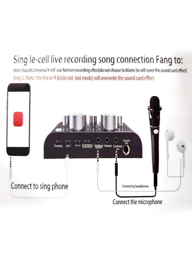 ميكسر صوتي لالتقاط والبث بالكاريوكي موديل V8 - كرت صوت خارجي يوزب للمقابلات الصوتية والتسجيل والكاريوكي المباشر - Image 4