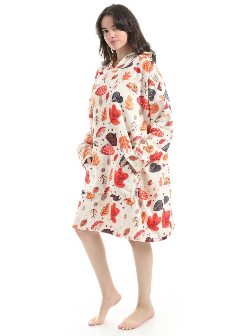 Snooze, Over-sized Wearable Blanket with Hodi, Pumpkin design - Image 1