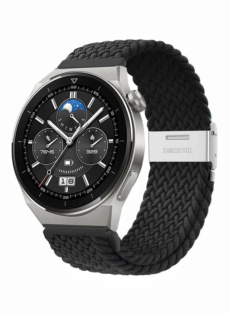 حِرَاس متوافق مع حزام ساعة هواوي 4 مقاس 46 مم/GT5 GT4 Pro مقاس 46 مم، وسوار Amazfit GTR 4/GTR 3 من القماش المنسوج مقاس 22 مم، وحزام Vivoactive 4 المطاطي القابل للتعديل - Image 1