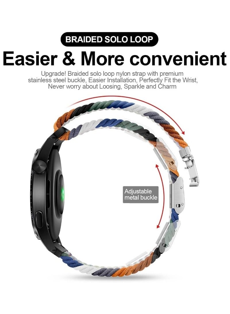 حِرَاس متوافق مع حزام ساعة هواوي 4 مقاس 46 مم/GT5 GT4 Pro مقاس 46 مم، وسوار Amazfit GTR 4/GTR 3 من القماش المنسوج مقاس 22 مم، وحزام Vivoactive 4 المطاطي القابل للتعديل - Image 2