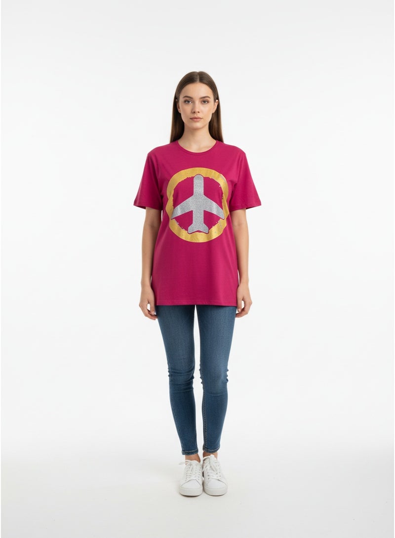 general Ladies T-shirt Blue Trend SS TA-AB21WNXTSNM091 - Image 2