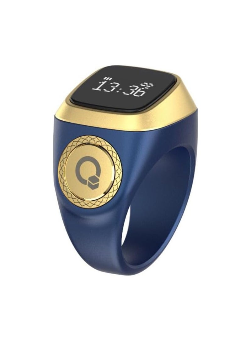 iQIBLA Smart Tasbih Zikr Ring OLED Display Powerful Battery Backup Smart Ring App Operated Tasbih Counter Prayer Reminder Technology Plastic 5 Prayer Time Reminders iQibla Smart Zikr Ring 18MM Nova Blue - Image 1