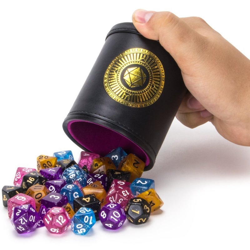 Wiz Dice Cup of Wonder - 35 Polyhedral DND Dice & Dice Shaker Cup & Box for Storage (5 Set of 7 Unique Colors) -Polyhedral Role Playing Dice in Unique Colors - DND Accessories for TTRPG Dice Games - Image 2