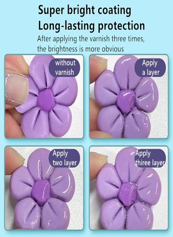 JAJADO 100ML Air Dry Clay Varnish with Brush, High Gloss Air Dry Clay Glaze, Gloss Clay Sealant, Acrylic Glaze, Prevent Clay from Cracking, Scratch Resistant, Clay Paint for Ceramics, Oil Paintings, Wood - Image 2