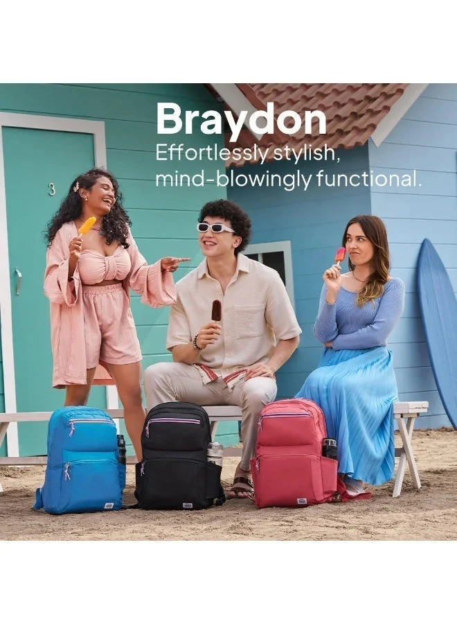 American Tourister Onyx Black Braydon 15.6" Laptop Backpack 23L Capacity, Polyester, Onyx Black|Adjustable Strap|Ergo Back & Shoulder|Bottle Holder|Front Pocket - 1 Year International Warranty  | Best Price UAE