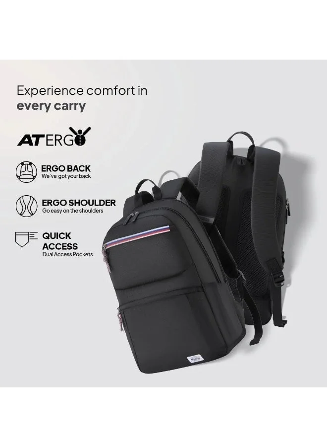 American Tourister Onyx Black Braydon 15.6" Laptop Backpack 23L Capacity, Polyester, Onyx Black|Adjustable Strap|Ergo Back & Shoulder|Bottle Holder|Front Pocket - 1 Year International Warranty  | Best Price UAE