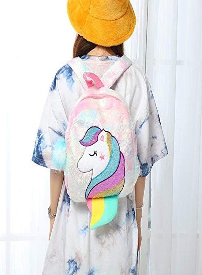 HEER Plush Unicorn Furry Furr Cute Womens Girls Travel Picnic Backpack Backpacks Back Bag Bagpack for Womens Girls & Kids - Image 4
