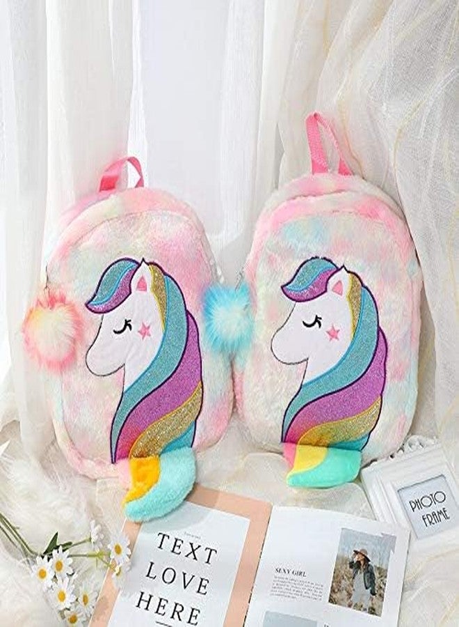 HEER Plush Unicorn Furry Furr Cute Womens Girls Travel Picnic Backpack Backpacks Back Bag Bagpack for Womens Girls & Kids - Image 2