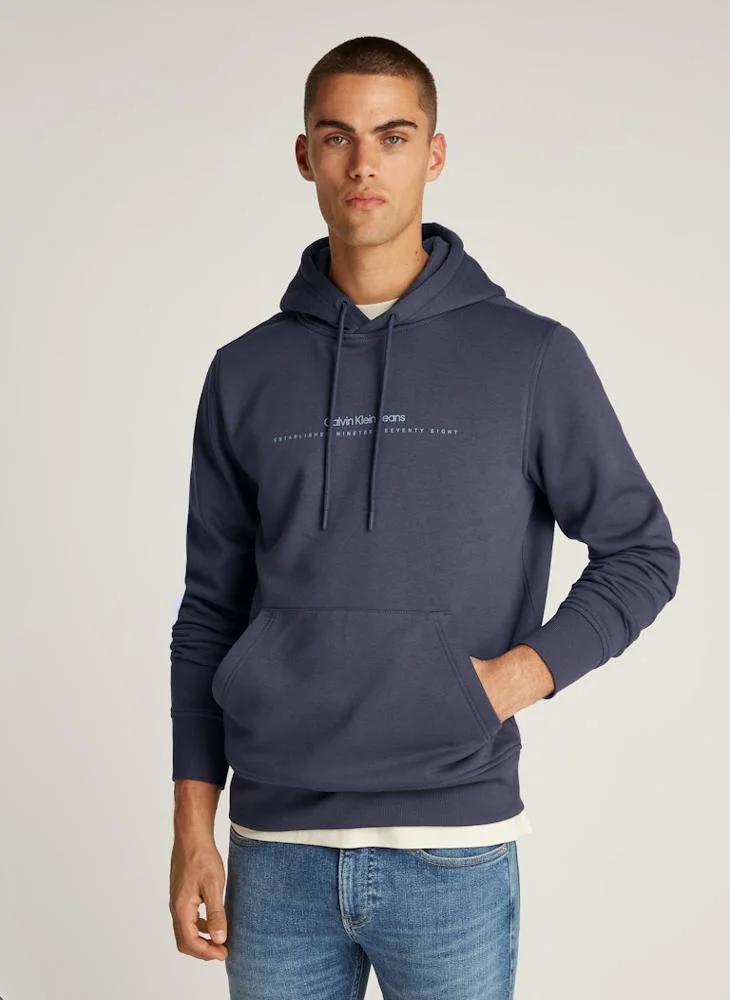 كالفن كلاين جينز Logo Print Drawstring Print Hoodie