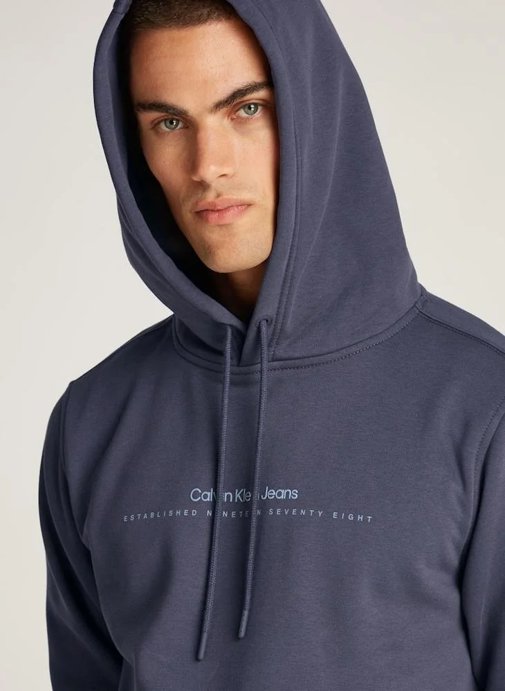 كالفن كلاين جينز Logo Print Drawstring Print Hoodie
