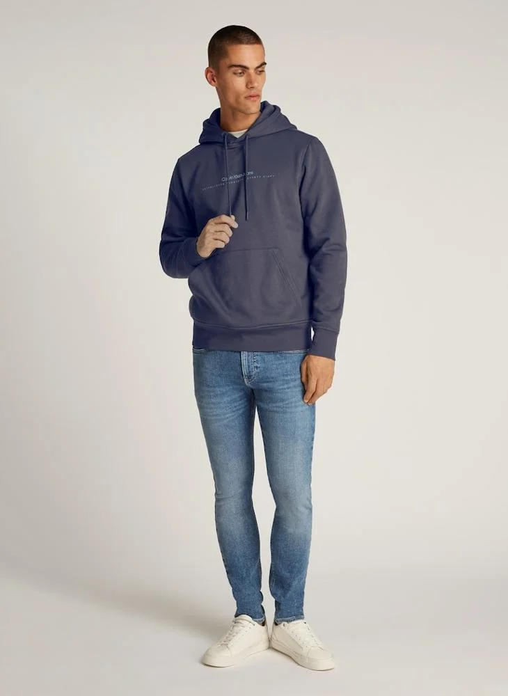 كالفن كلاين جينز Logo Print Drawstring Print Hoodie