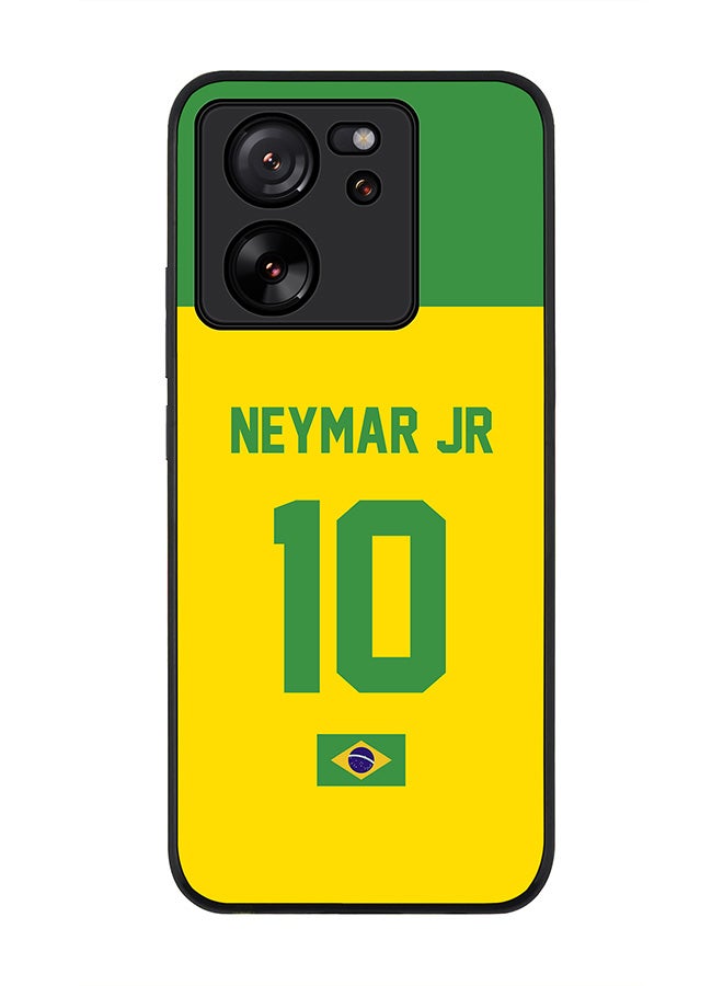 Stylizedd Rugged Black Edge case for Xiaomi 13T / Xiaomi 13T Pro,Slim fit Flexible Cover - Football Team - Brazil, Player Name - Neymar Jr - Image 1