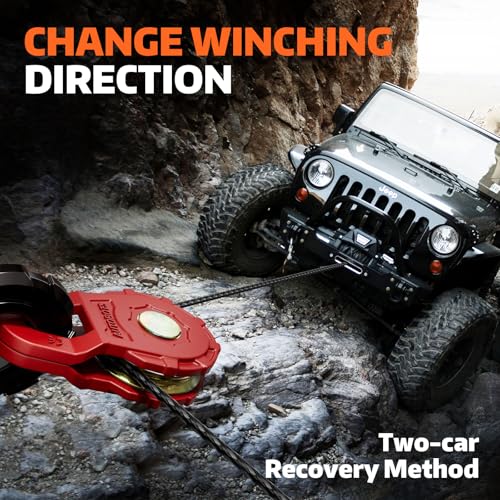 AUTOBOTS Snatch Block (22046LBS Work Load Limit) for Winch Recovery,Heavy Duty Forged Steel Snatch Block Pulley for Truck, UTV, ATV Red - Image 4