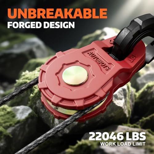 AUTOBOTS Snatch Block (22046LBS Work Load Limit) for Winch Recovery,Heavy Duty Forged Steel Snatch Block Pulley for Truck, UTV, ATV Red - Image 5