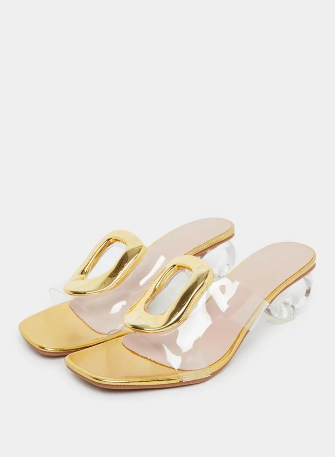 تايك تو Take Two Transparent Strap Heel Sandals