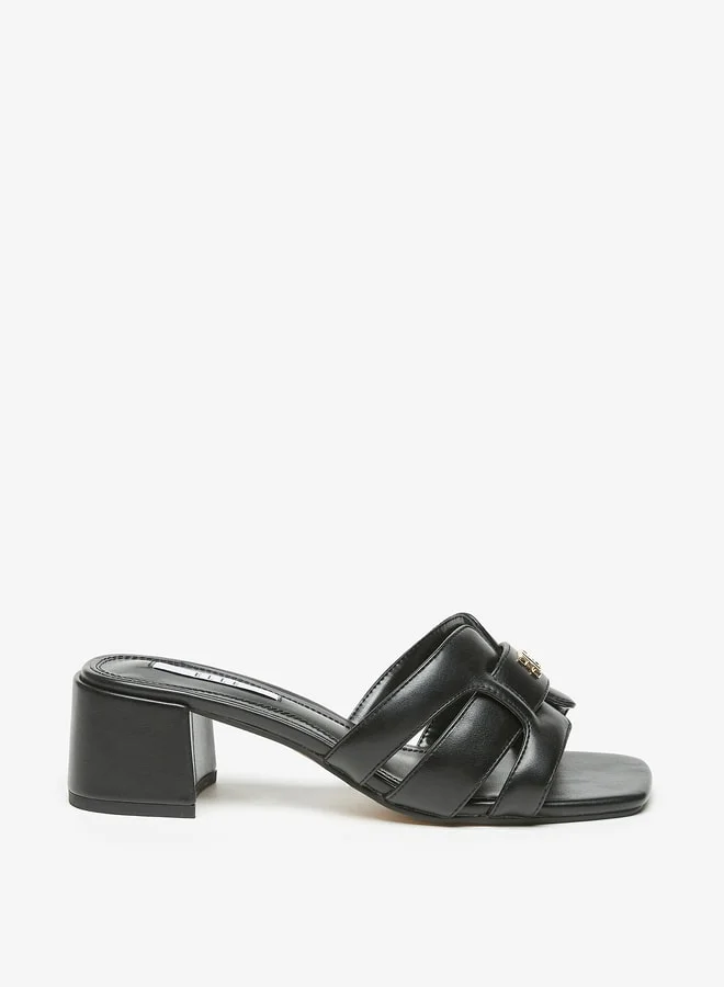 ELLE Womens Printed Slip-On Sandals With Block Heels