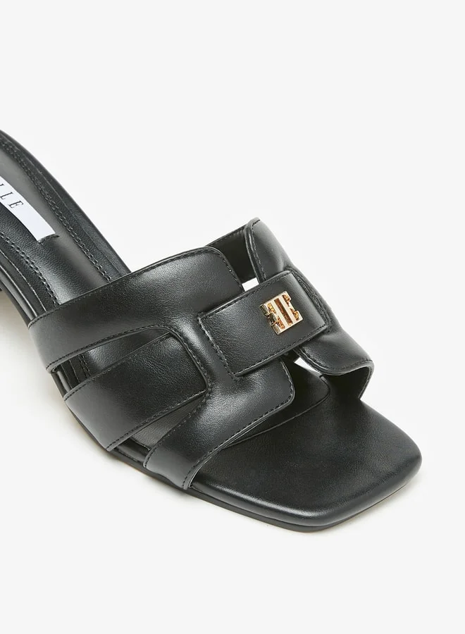 ELLE Womens Printed Slip-On Sandals With Block Heels