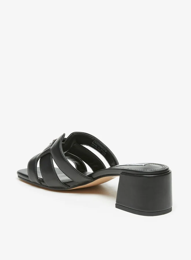 ELLE Womens Printed Slip-On Sandals With Block Heels