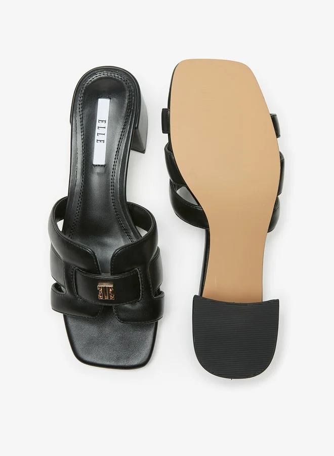 ELLE Womens Printed Slip-On Sandals With Block Heels