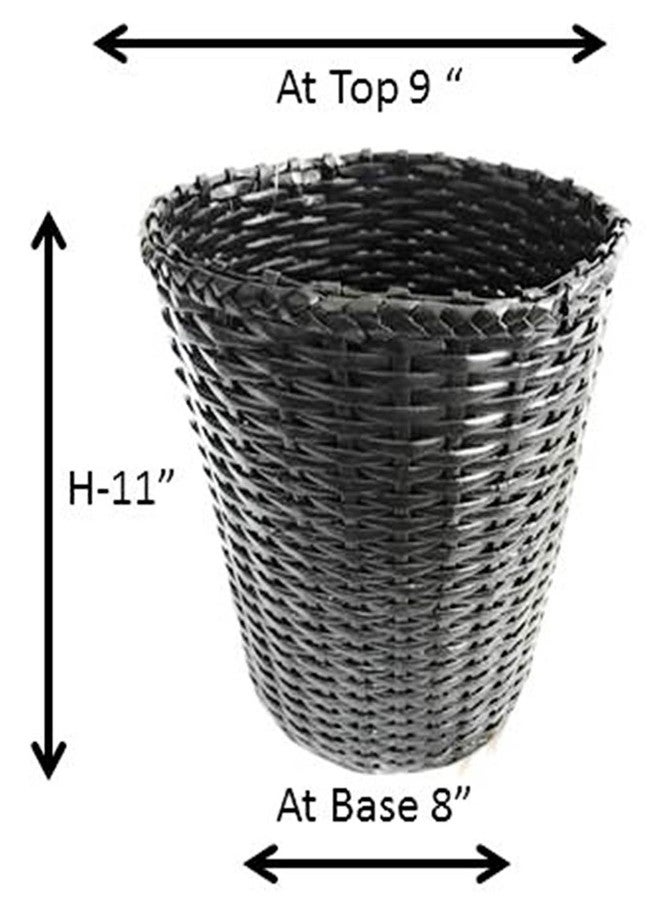 Sonas Creation Paperus, Standard Size 11 Inch Tall, 10 Liter, Black, Pull Out Cover Waste Basket, Dustbin with Lid, Trashcan, Paper Bin, Eco-friendly, Handmade, of Paper Ropes - Image 2