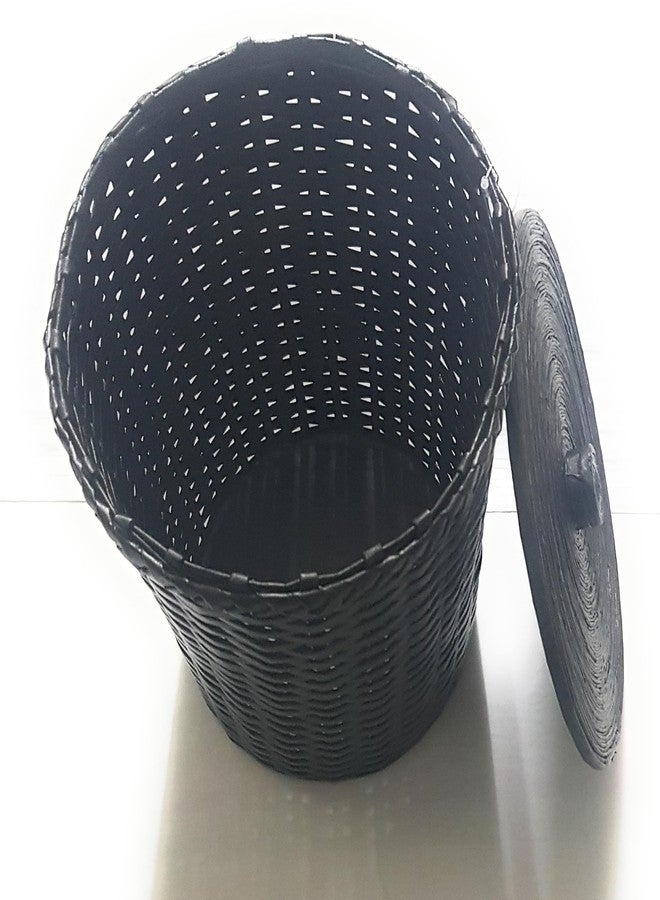 Sonas Creation Paperus, Standard Size 11 Inch Tall, 10 Liter, Black, Pull Out Cover Waste Basket, Dustbin with Lid, Trashcan, Paper Bin, Eco-friendly, Handmade, of Paper Ropes - Image 4