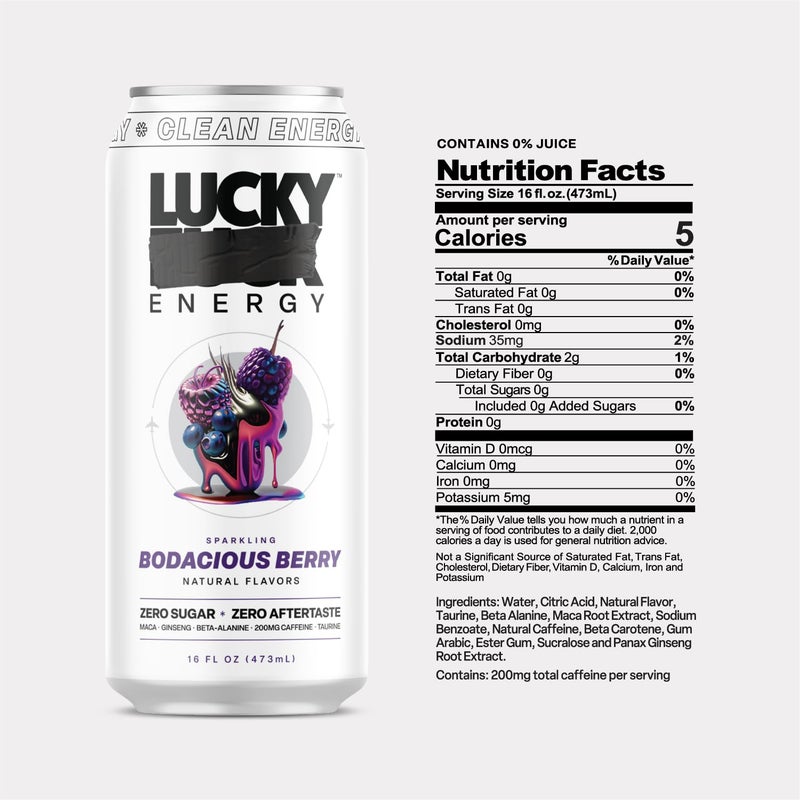 Lucky Energy Sugar Free Energy Drinks, Variety Pack, 16oz Cans (10-Pack) Healthy, Zero Sugar Energy Drink with Maca, Ginseng, Beta-Alanine, Taurine & 200mg Caffeine - Image 2