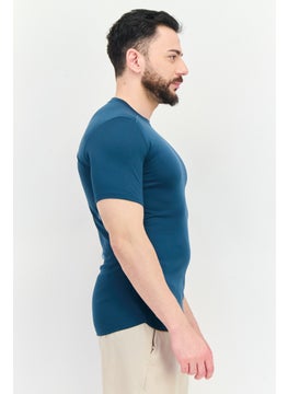 Adidas Men Slim Fit Short Sleeve Training T-Shirt, Teal  - Image 4